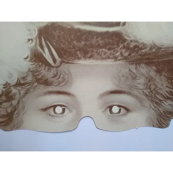 Vintage Victorian Edwardian Woman Feather Hat Eye Mask Costume Theater - Picture 4 of 4